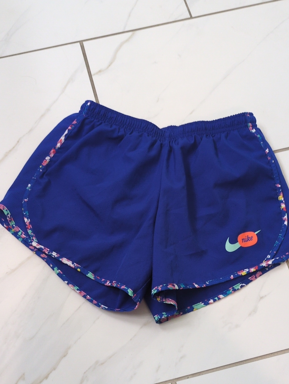 Nike lined Blue Running Shorts with Swoosh and Logo